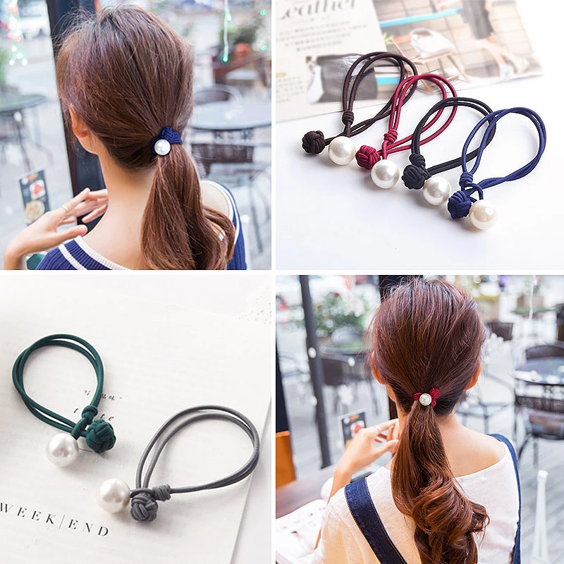 

1pc Hot Sale Ponytail Candy Color Beads Hair RopeChinese Knot Women Brief Elastic Hair Bands Accessories