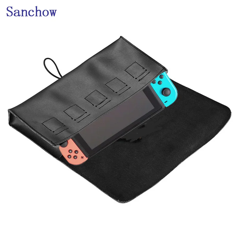 

Sanchow high quality for N-Switch Storage Bag Case For Nintend Switch NS Game Console Black leather Travel Bag