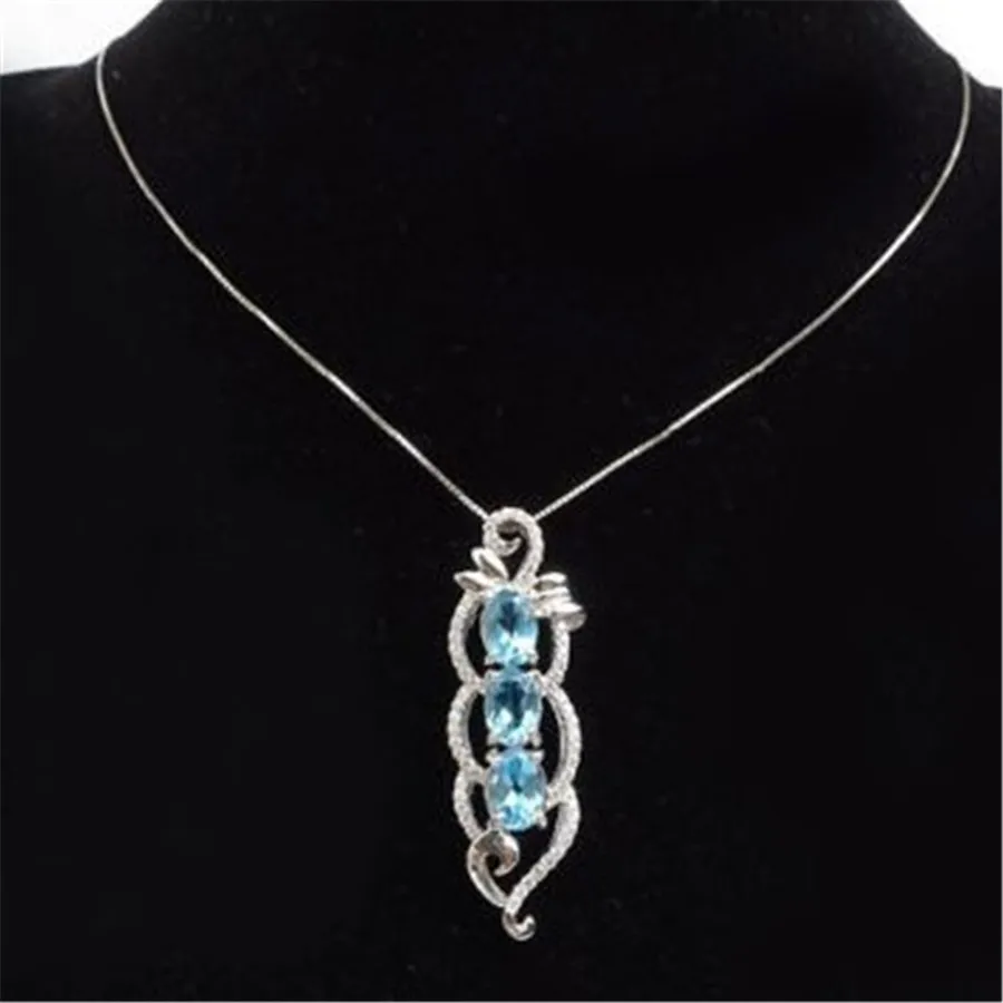 Genuine Natural Blue Crystal Pendant For Jewelry Trendy Making 925