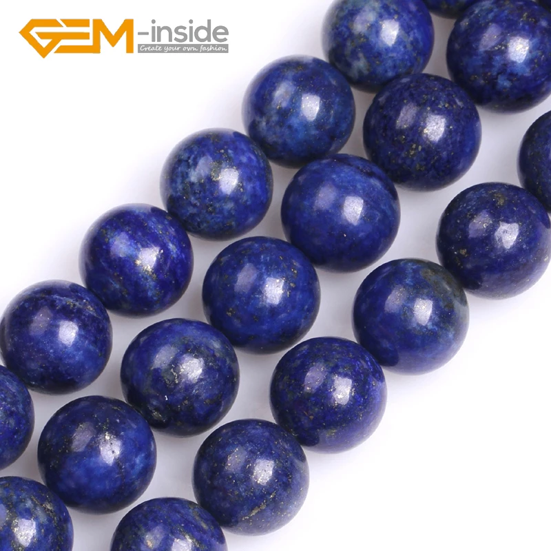 

AAA Grade Natural Blue Lapis Lazuli Round Spacer Loose Beads For Jewelry Making DIY Necklace Strand 15 Inches GEM-inside