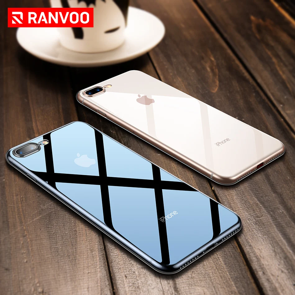 RANVOO Transparent Phone Case for iPhone 7 8 Plus Full Cover Clear Soft TPU Cases X Shockproof Coque |