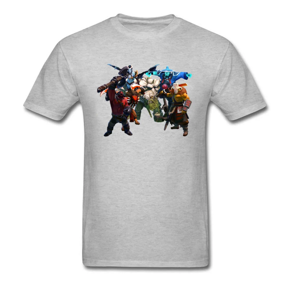 Comics Dota 2 Heroes Tops Shirt for Men Cute Summer O-Neck All Cotton Short Sleeve T Shirts Crazy Tees Drop Shipping Dota 2 Heroes grey