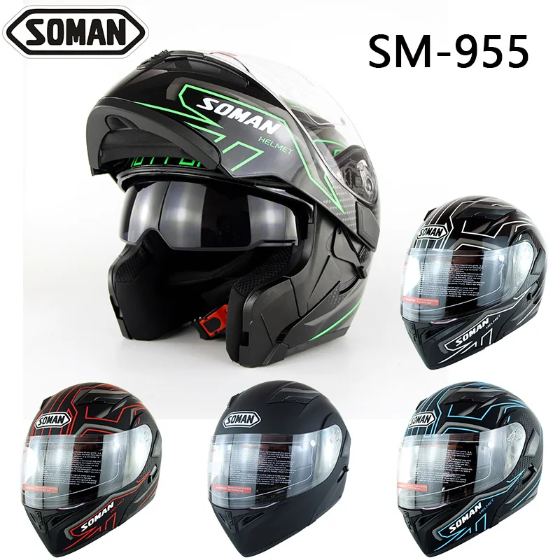 

Soman 955 Double Lens Motorcycle Helmets Model K5 Flip up Motorbike Capacetes Full Face Moto Casco DOT Approval