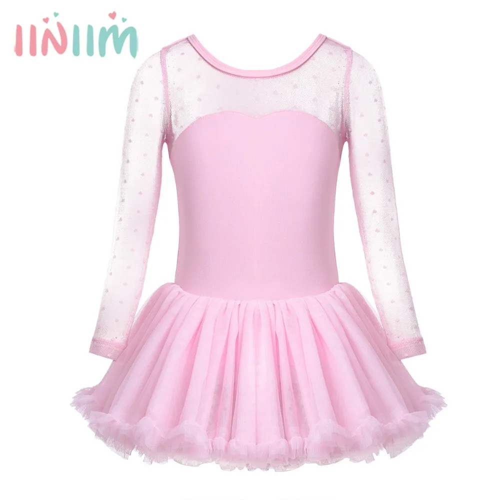 

iiniim Girls Ballet TUTU Professional Dress Children Cotton Polka Dots Mesh Ballet Gymnastics Leotard Costume Dancewear