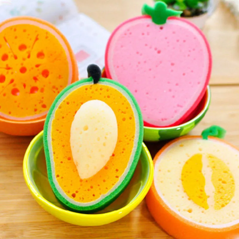 

Home Kitchen Cute Fruit Shape Microfiber Sponge Kitchen Practical Cleaning Dishcloths Strong Washing Decontamination Convenience