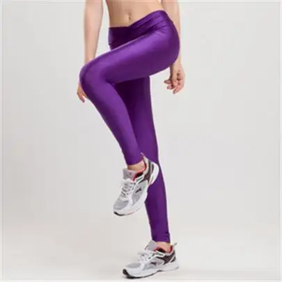 white leggings NDUCJSI Women Pants Sportswear V High Waist Neon Workout Leggings Fashion Jegging Elastic Strtched Shiny Leggins Candy Colors brown leggings Leggings