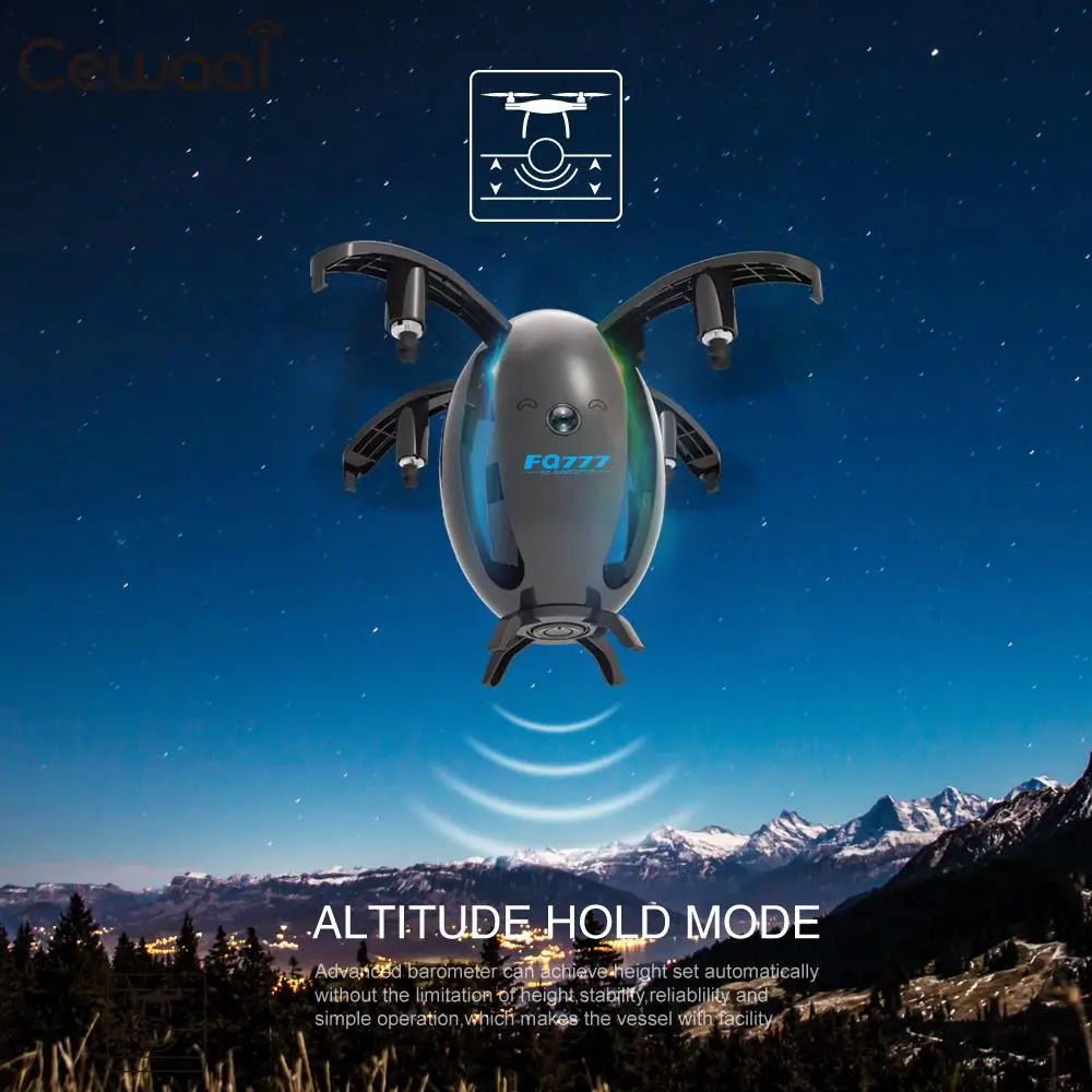 Изысканный Flying яйцо Quadcopter час-оси самолета Вертолет беспилотный Черный 2,4 ГГц 0,3 МП воздушная видео телефон приложение Управление