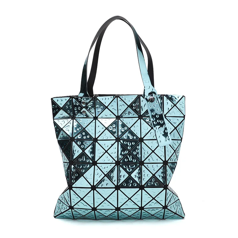 

Ladies luxury Folded Handbag Designer Laser Shoulder Bags 2019 Geometric Plaid Tote Bag Personalized Square Messenger Bag