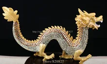 8 8 Inch Metal Dragon Figurine Trinket Fengshui Dragon Statue Souvenir Collectible Casket Decor Business Gift