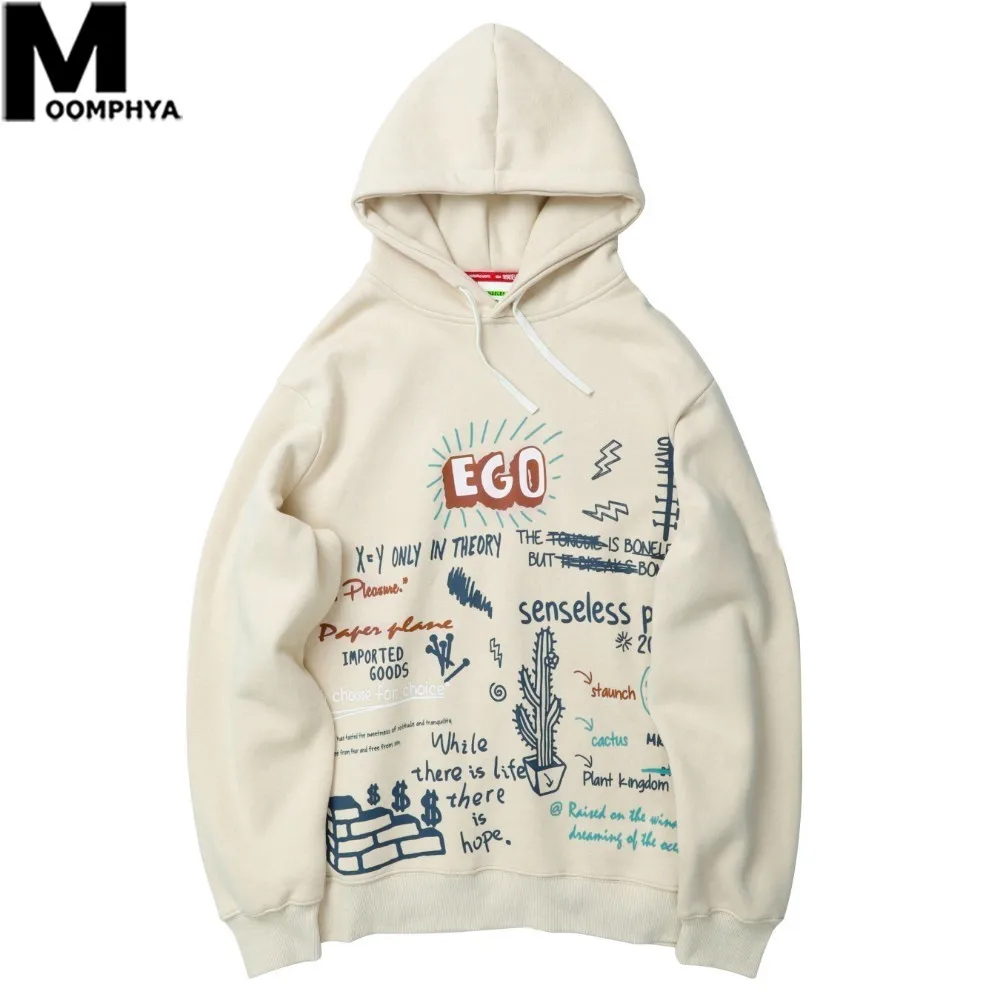 

Moomphya 2019 Senseless Graffiti Funny Printed Fleece Hoodies Men Streetwear Hooded Pullover Sweatshirts Oversize Men Hoodies