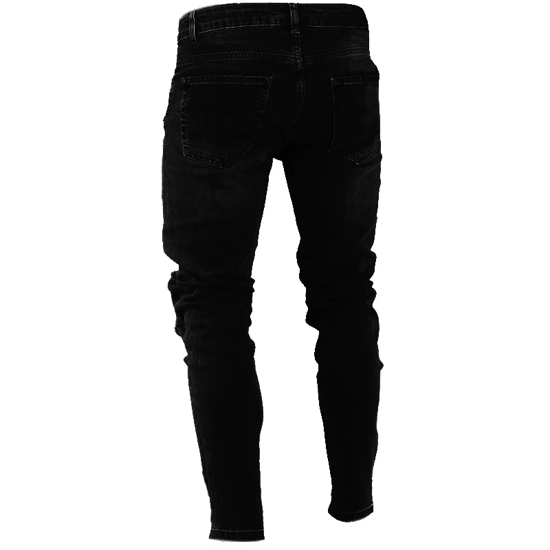 Мужские стильные рваные джинсы, байкерские облегающие прямые потертые джинсовые брюки, модные обтягивающие джинсы, мужская одежда