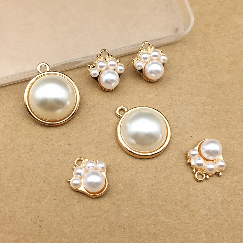 

10pcs pearl bear's paw charm for jewelry making fashion charm earring pendant pearl round charms
