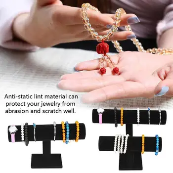 

New 2Types Black Velvet Bracelet Chain Watch T-Bar Rack Jewelry Hard Display Stand Holder Jewelry Organizer Hard Display Stand