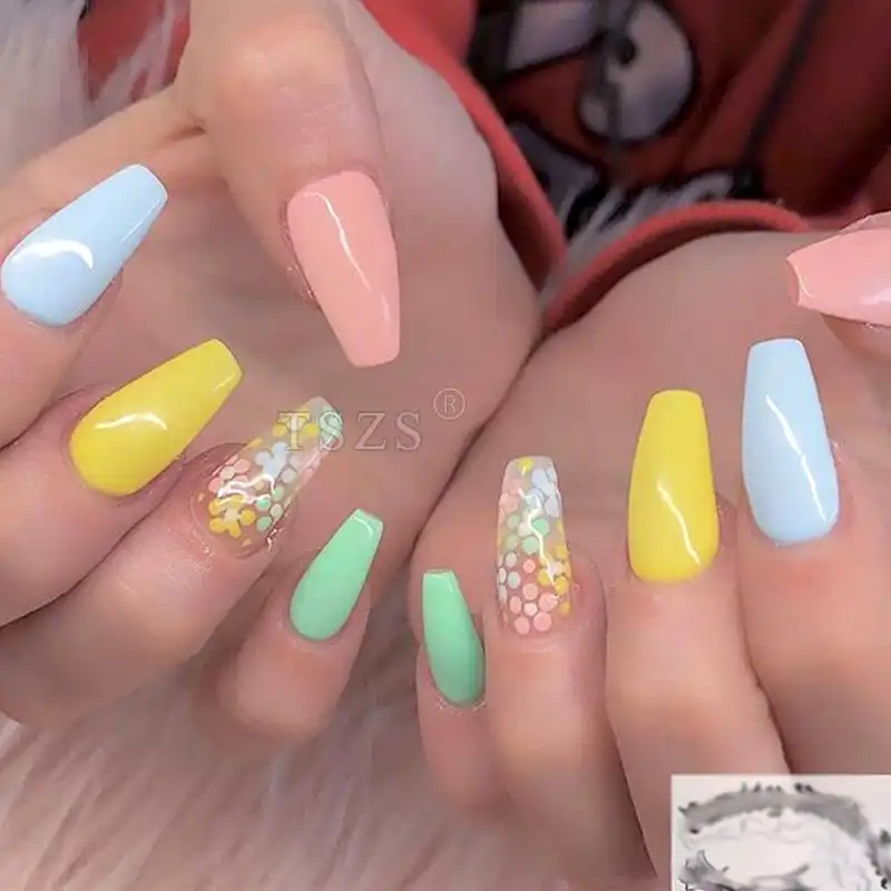 1bags Lot 500pcs Abs Full Nails Coffin Shape Artificial French
