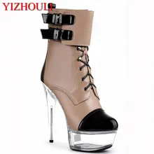 Ботильоны на очень высоком каблуке 15-17 см, водонепроницаемая женская обувь на платформе, Красивая пряжка для крепления танцевальной обуви