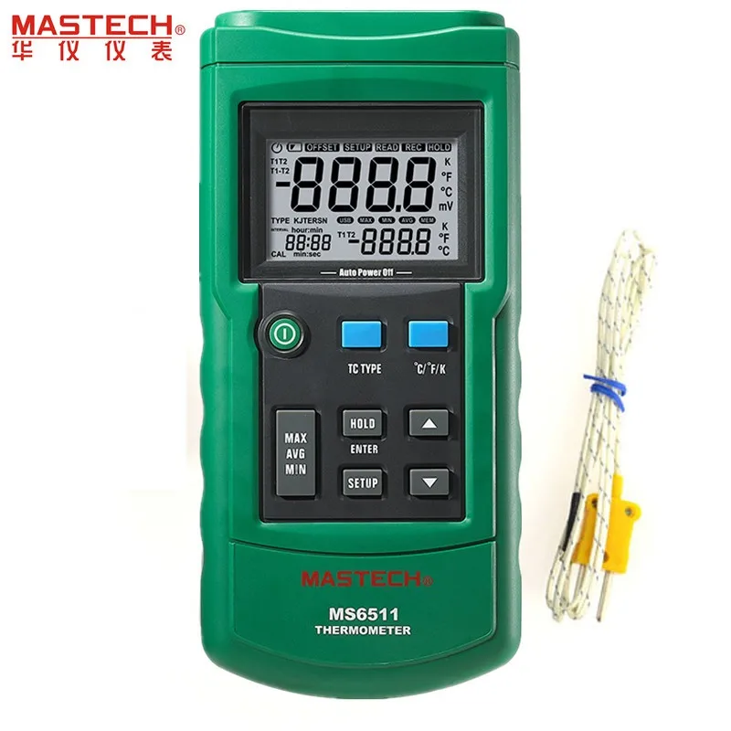 

MASTECH MS6511 Single Channel Digital Thermometer J,K,T,E Thermometer Thermocouple Type Temperature Detector