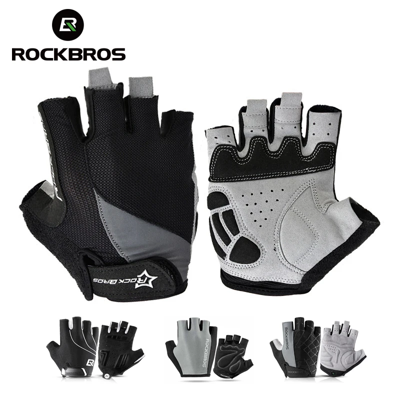 ROCKBROS Cycling Bike Half Finger Gloves Shockproof Breathable MTB