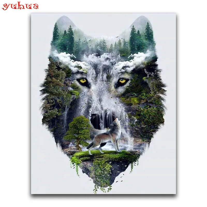 

Full Round Diamond embroidery Cross stitch forest Full Square Diamond mosaic Cartoon 5D DIY Diamond painting Animal Wolf