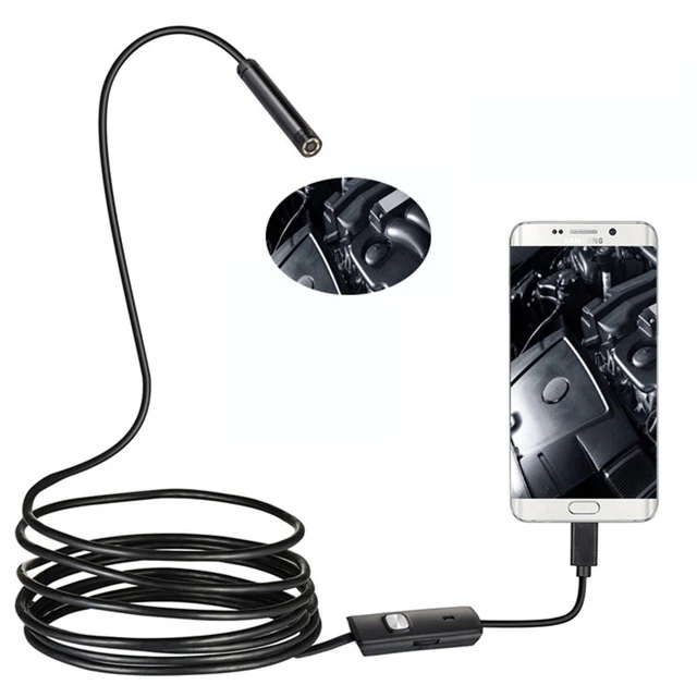 Android эндоскоп камера Mini USB Borescopes 480 P 1 м-2 м змея мягкий провод светодиодное освещение Инспекционная камера ремонт автомобилей