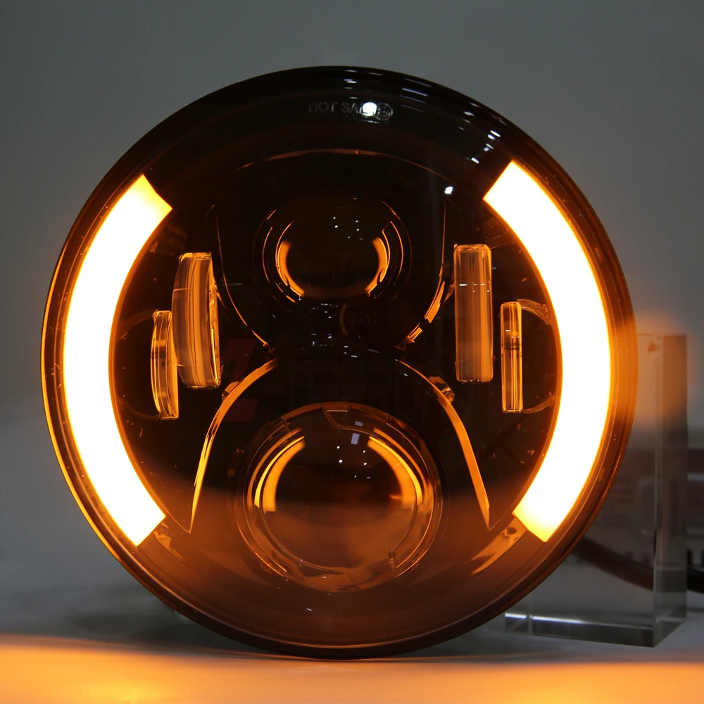 

DOT Approved for Jeep Wrangler Light LED Headlights 7Inch Round Halo DRL Amber Turn Signal Lights For Toyota Land Rover