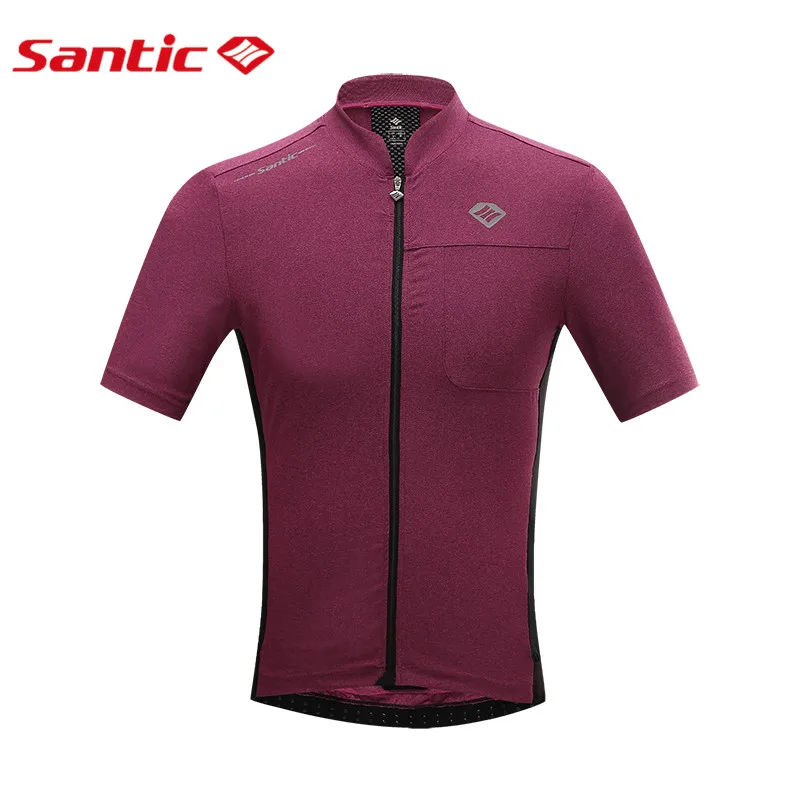 Santic Pro, летняя мужская велосипедная майка, короткий рукав, дышащая, MTB, для шоссейного велосипеда, топы, полная молния, быстросохнущая, для езды на велосипеде, Джерси, красная - Цвет: M6C02091R