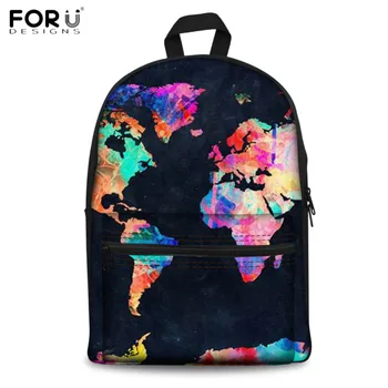 

FORUDESIGNS Geography Lover School Backpacks Vintage World Map Printing Book Backpack Rucksack for Teenagers Laptop Bags Bagpack