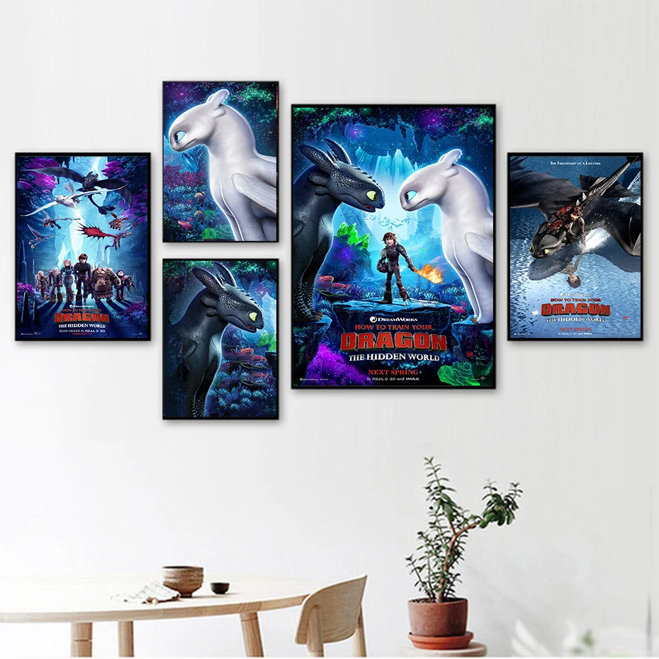 Us 2 24 20 Off 2019 How To Train Your Dragon 3 Cartoon Painting Nursery Kids Room Quality Hd Art Decor Room Posters Painting No Frame In Wall