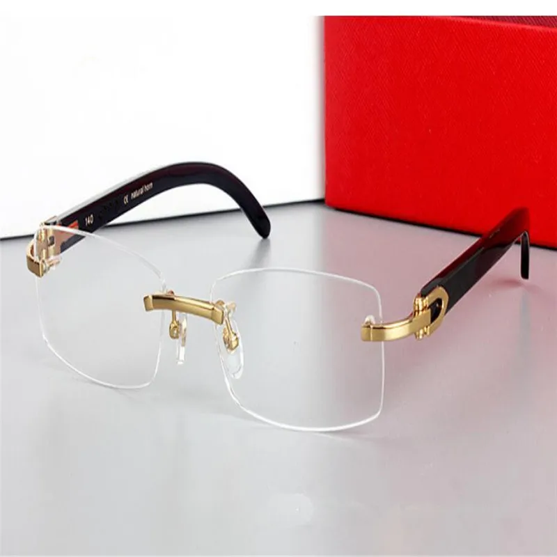 

MONGOTEN Natural Horn Business Men Design Rimless Alloy Myopia Eyeglasses Frame Gold Silver Clear Lens Optical Eyewear Spectacle