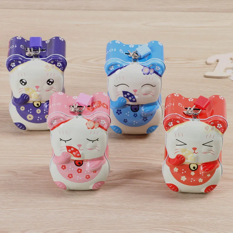 36pcs Metal Japanese Lucky Cat Money Box Piggy Bank Crafts Fortune Cat
