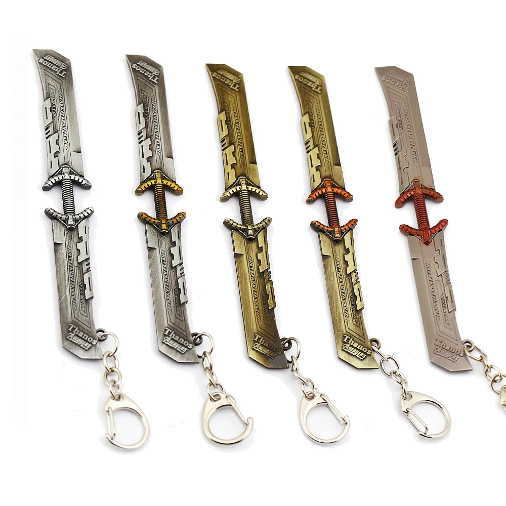 

Marvel Avengers 4 Thanos Keychain Endgame New Weapons Keyrings Double-edged Sword Metal Pendant Infinite Power Gauntlet llaveros