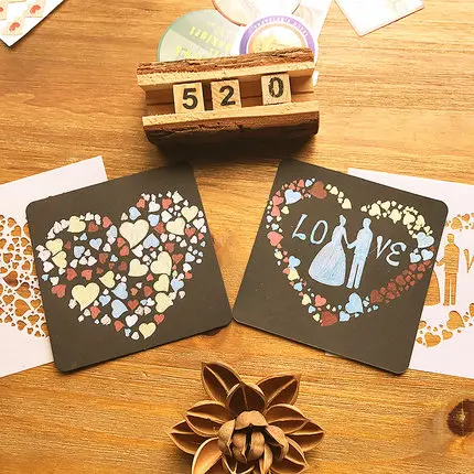 

Love Wedding Theme Drawing Pattern Shapes Kids Decor Props Painting Tools For DIY Album Accessories Scrapbooking Photo Album