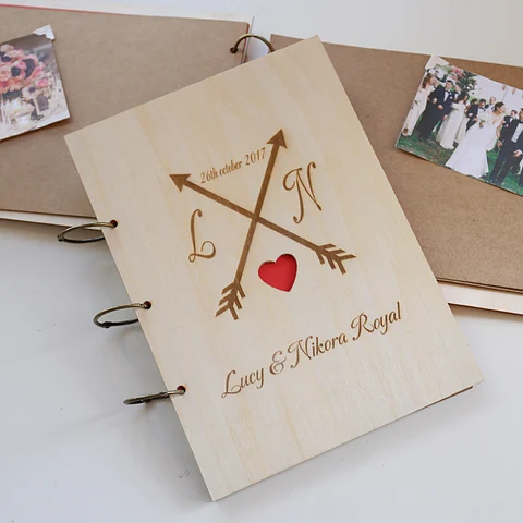 Livro de Visitas do Coração Livro de Visitas Livro de Visitas de Madeira de Madeira Coração Arrow Wedding Guest Book Alternativa de Madeira