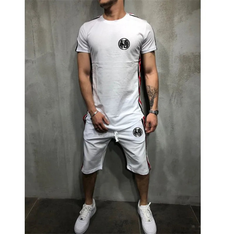 

New Men's Sets T Shirts+pants men Brand clothing Two piece suit tracksuit Fashion Casual Tshirts Gyms Workout Fitness Sets