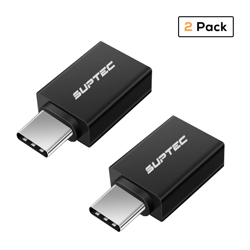 SUPTEC usb type C OTG адаптер USB C на USB 3,0 OTG type-C конвертер для Macbook samsung S9 S8 huawei mate 20 P20 USB-C разъем - Цвет: 2 Pack Black