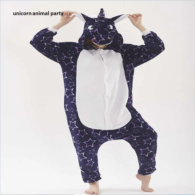 

Men Women Kigurumi color Unicorn Onesie Adults Animal Pajamas Sets Cartoon Sleepwear Stitch Warm Flannel Hooded