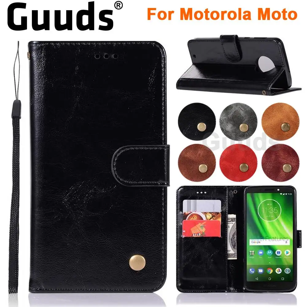 Guuds для Motorola Moto G4 G5 G5S G6 C E4 E5 Play Plus Z кожаный чехол Роскошный Ретро Кожаный