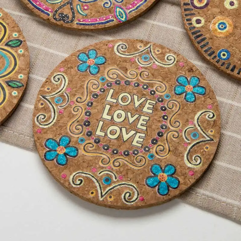 

4 pieces / set of high quality 10 * 0.4cm desktop decoration natural cork round anti-scalding coaster party home decoration