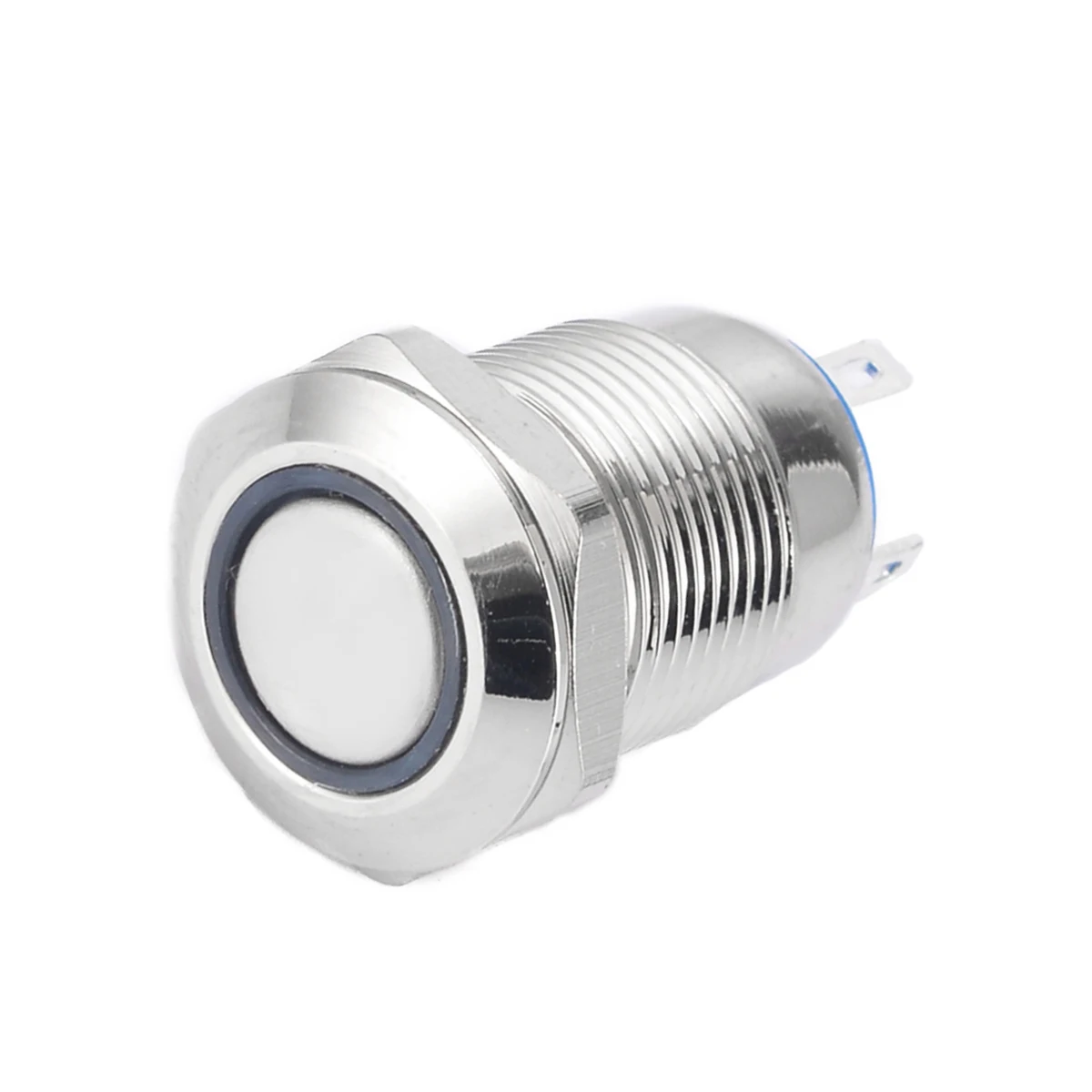 1pc Durable Silver Push Button Switch 4 Pin 12mm Mayitr Waterproof Mini Led Light Metal Momentary Switches for Outdoors Use
