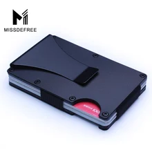 RFID Metal Mini Slim Wallet Detachable Money Clip Brand Fashion Business Credit Card ID Holder With Anti-chief Case Protector