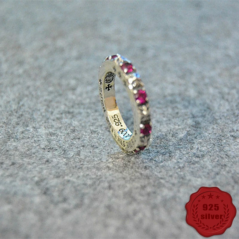 

925 sterling silver ring fashion personality retro hip-hop punk wind engraving simple cross letter 2018 new hot sale rings
