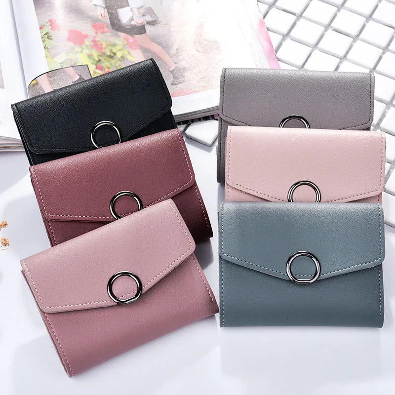 

Coin Purse PU Leather Candy Color Simple Fashion Women Ring Hasp Card Holder Ladies Girls Casual Short Wallets-30