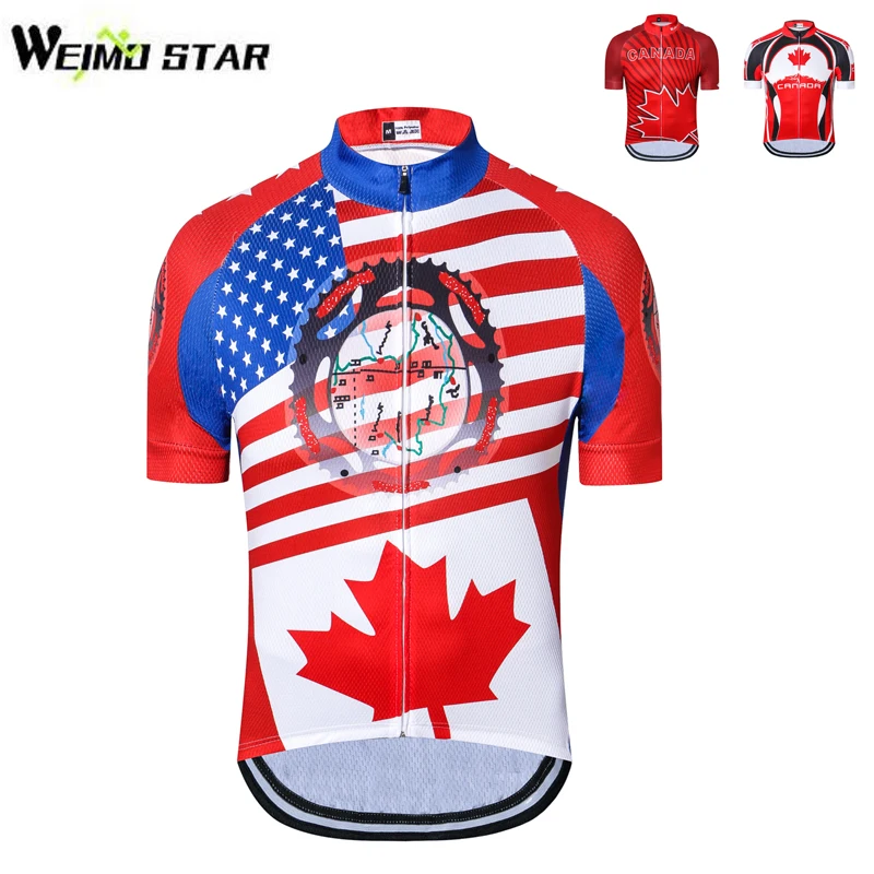 Canada Men Cycling Jersey Tops Short Sleeve Bike Shirt Bicycle Clothes