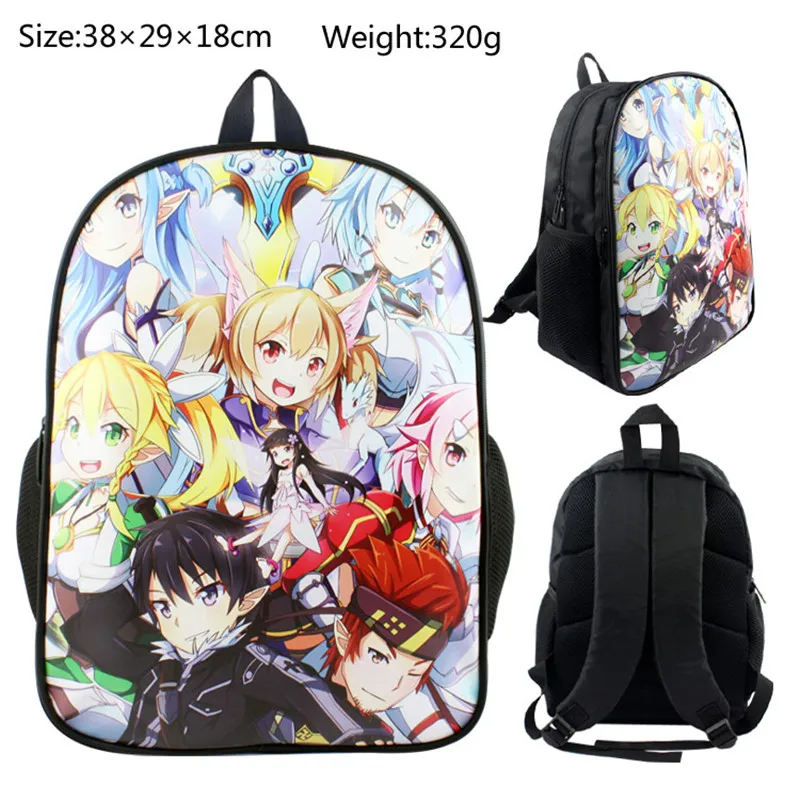 11 inch Japan Anime SAO Sword Art Online Printed Bag Boys Girls Kids Children School Book Bag Rucksack Gift 11 inch Japan Anime SAO Sword Art Online Printed Bag Boys Girls Kids Children School Book Bag Rucksack Gift