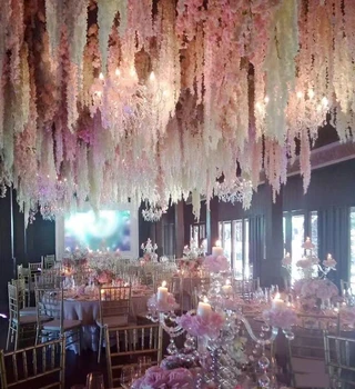

100pcs/lot 24 Colors Artificial Silk Flower Wisteria Flower Vine Home Garden Wall Hanging Rattan DIY Party Wedding Decoration