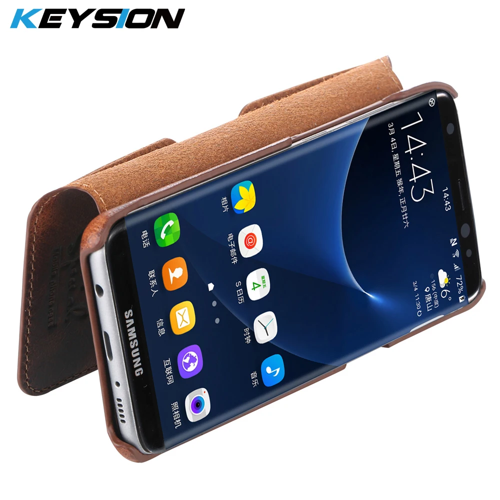 Чехол KEYSION для Samsung Galaxy S9 + Plus кошелек из натуральной кожи защитный чехол всего