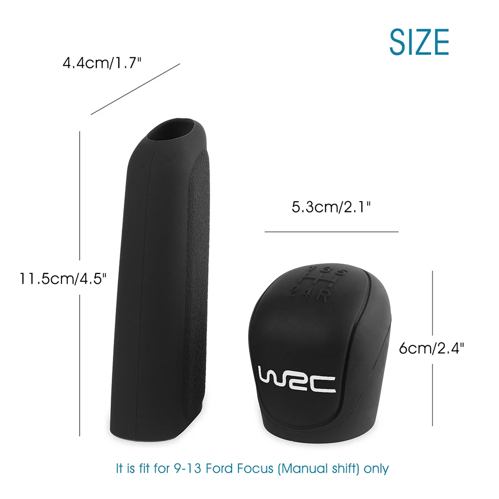 Hand Brake Cover Gear Head Cover 2Pcs Shift Gear Knob Handbrake Cover for Ford Focus 2 3 Fiesta Kuga 2 Escape Gear Head Silicone Covers Handball Lever Collar