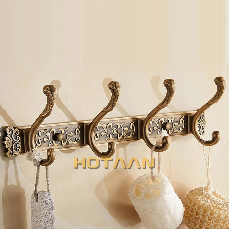 Comprar Ganchos de baño de lujo tallado en la pared ganchos de Bata antiguos ganchos de 5 filas gancho percha ganchos de puerta para accesorios de baño YT 3012