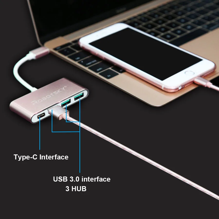 Супер Скоростной USB 3,1 к USB 3,0 type-C концентратор адаптер type C к 4 в 1 USB3.0 USB-C зарядное устройство конвертер для Apple Macbook разъем