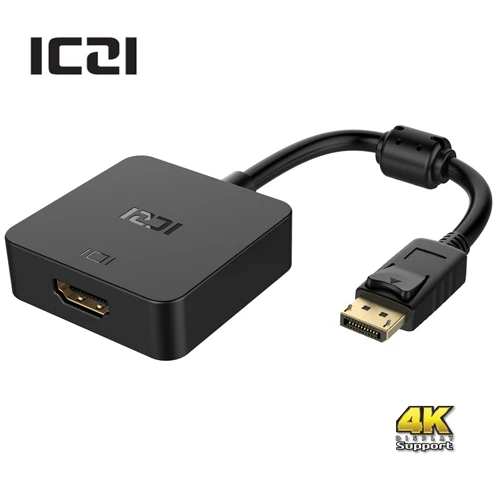 ICZI 4K Дисплей порт HDMI адаптер Поддержка пассивный или активный позолоченный адаптер DP к HDMI для проектора дисплей - Цвет: Черный