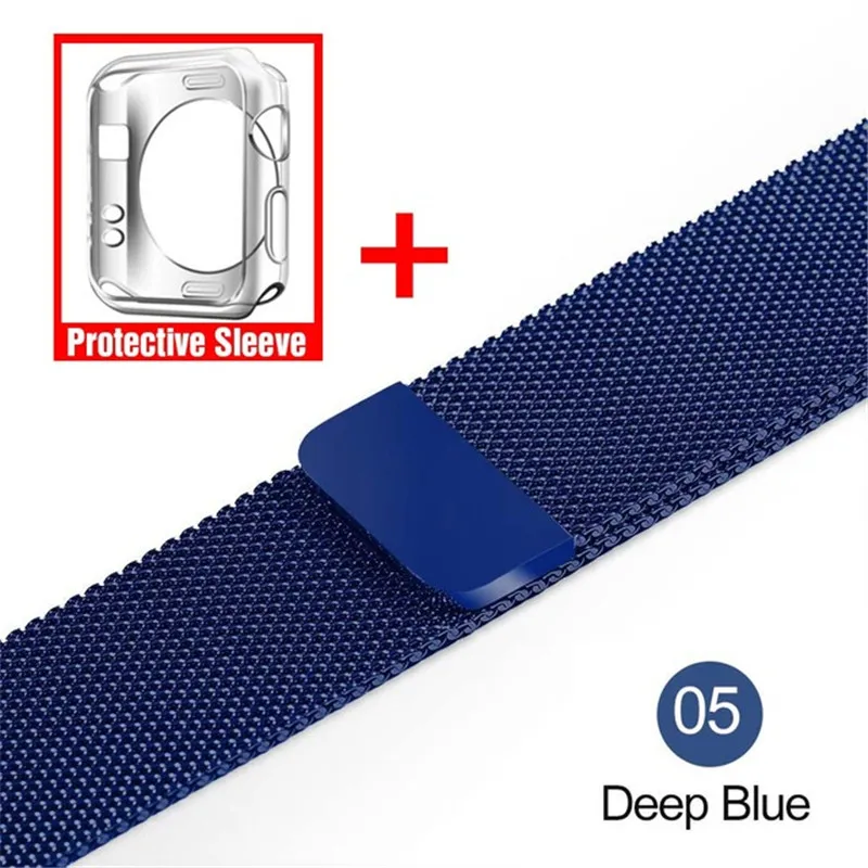 Миланский сетчатый ремешок для Apple Watch, версии 4 40 мм 44 Нержавеющая сталь сетчатый браслет на запястье ремешок для наручных часов iwatch серии 4/3/2 38 мм 42 мм - Цвет: Синий